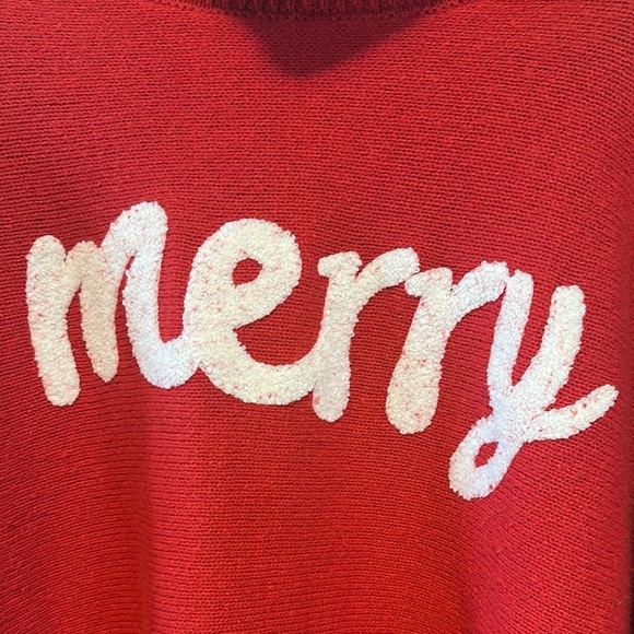 Festive Red Cowl Neck Sweater with Merry Design - Picture 5 of 5